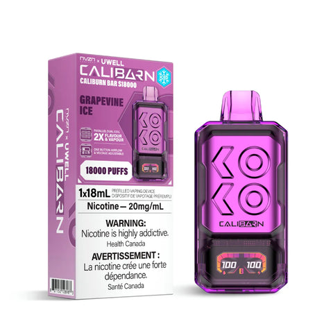 NVZN Caliburn Bar 18K Disposable - Grapevine Ice vape shop vape store wii vape gta york toronto ontario canada best price cheap 1  shop number one shop DISPOSABLE DISPOSABLES salt nic salt Nicotine TFN Herbal Vape dry herb concentrates  Shatter Dabs Weed how to how to? sale boxing day black friday  Marijuana weed Supreme