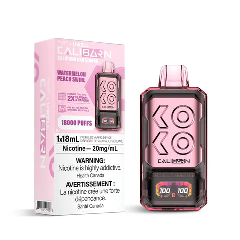 NVZN Caliburn Bar 18K Disposable - Watermelon Peach vape shop vape store wii vape gta york toronto ontario canada best price cheap 1  shop number one shop DISPOSABLE DISPOSABLES salt nic salt Nicotine TFN Herbal Vape dry herb concentrates  Shatter Dabs Weed how to how to? sale boxing day black friday  Marijuana weed Supreme