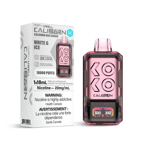 NVZN Caliburn Bar 18K Disposable -  White G Ice vape shop vape store wii vape gta york toronto ontario canada best price cheap 1  shop number one shop DISPOSABLE DISPOSABLES salt nic salt Nicotine TFN Herbal Vape dry herb concentrates  Shatter Dabs Weed how to how to? sale boxing day black friday  Marijuana weed Supreme
