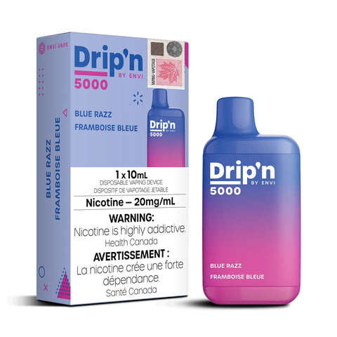 Drip'n by Envi 5000 Disposable - Blue Razz 20MG vape shop vape store wii vape gta york toronto ontario canada best price cheap 1  shop number one shop DISPOSABLE DISPOSABLES salt nic salt Nicotine TFN Herbal Vape dry herb concentrates  Shatter Dabs Weed dash vapes how to how to? sale boxing day black friday  Marijuana weed Supreme