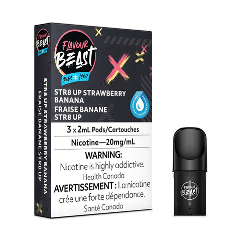 Flavour Beast Pod Pack 20mg 3/pk Stlth - STR8 Up Strawberry Banana Iced vape shop vape store wii vape gta york toronto ontario canada best price cheap #1  shop number one shop DISPOSABLE DISPOSABLES salt nic salt Nicotine TFN  in toronto Herbal Vape dry herb concentrates  Shatter Dabs Weed dash vapes  Marijuana weed Supreme