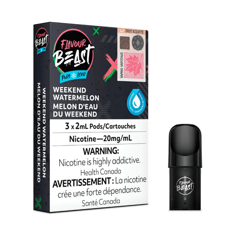 Flavour Beast Pod Pack 20mg 3/pk Stlth - Weekend Watermelon Iced vape shop vape store wii vape gta york toronto ontario canada best price cheap #1  shop number one shop DISPOSABLE DISPOSABLES salt nic salt Nicotine TFN  in toronto Herbal Vape dry herb concentrates  Shatter Dabs Weed dash vapes  Marijuana weed Supreme